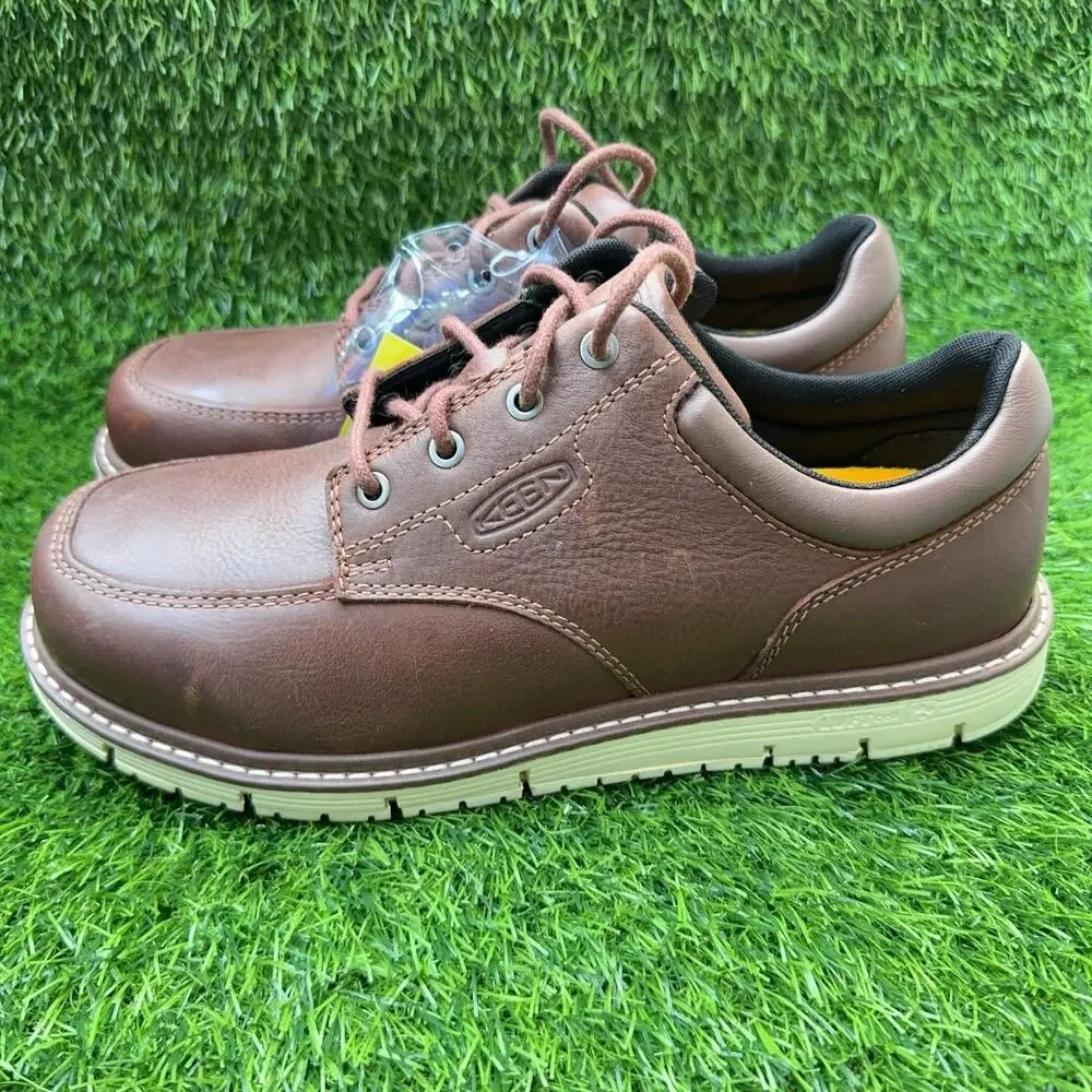 KEEN Utility San Jose Oxford Soft Toe Shoes Mens 10.5 Brown Leather Work Comfort